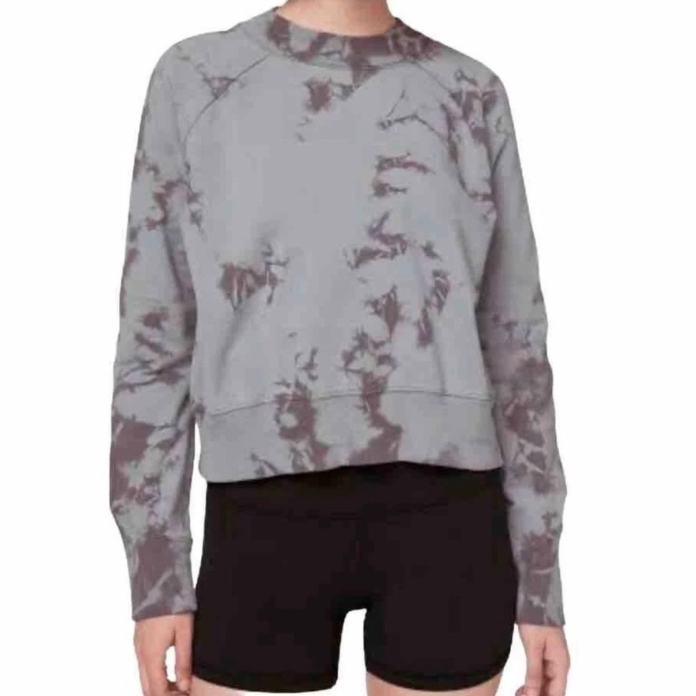 Lululemon Ready to Roll Crew Sweatshirt Tie-Dye Gray Brown Size 10‎